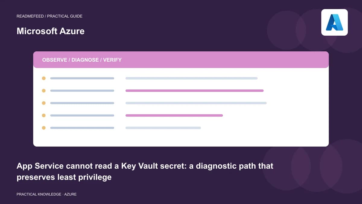 App Service cannot read a Key Vault secret: a diagnostic path that preserves least privilege