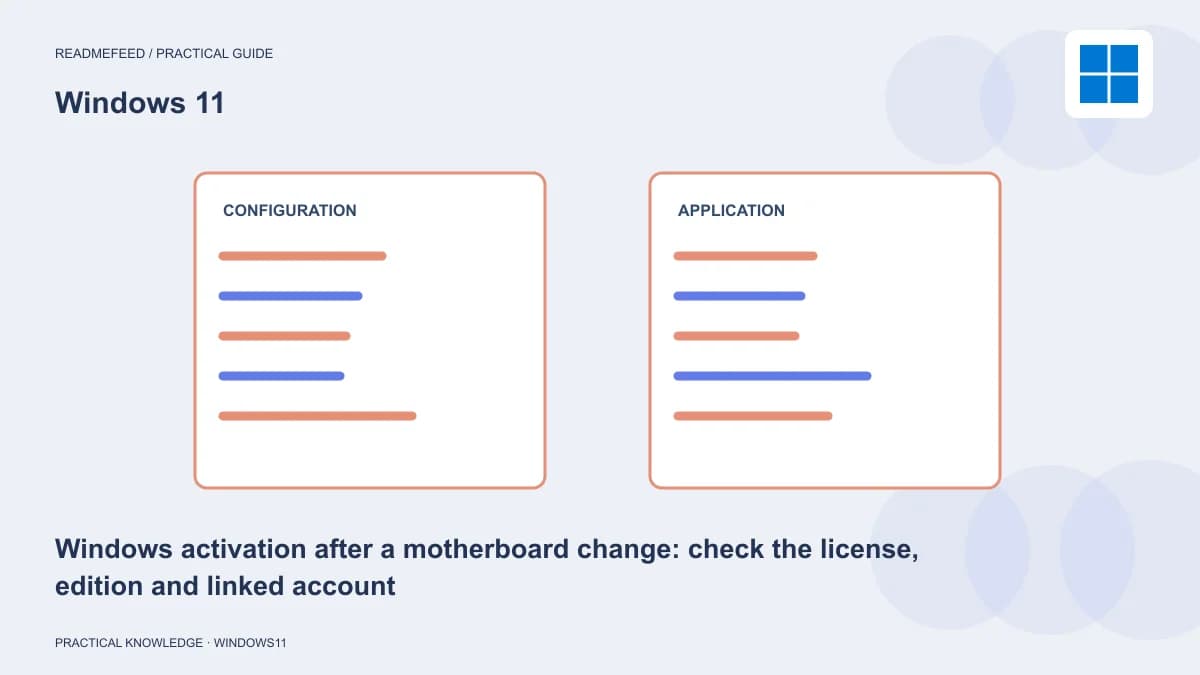 Windows activation after a motherboard change: check the license, edition and linked account