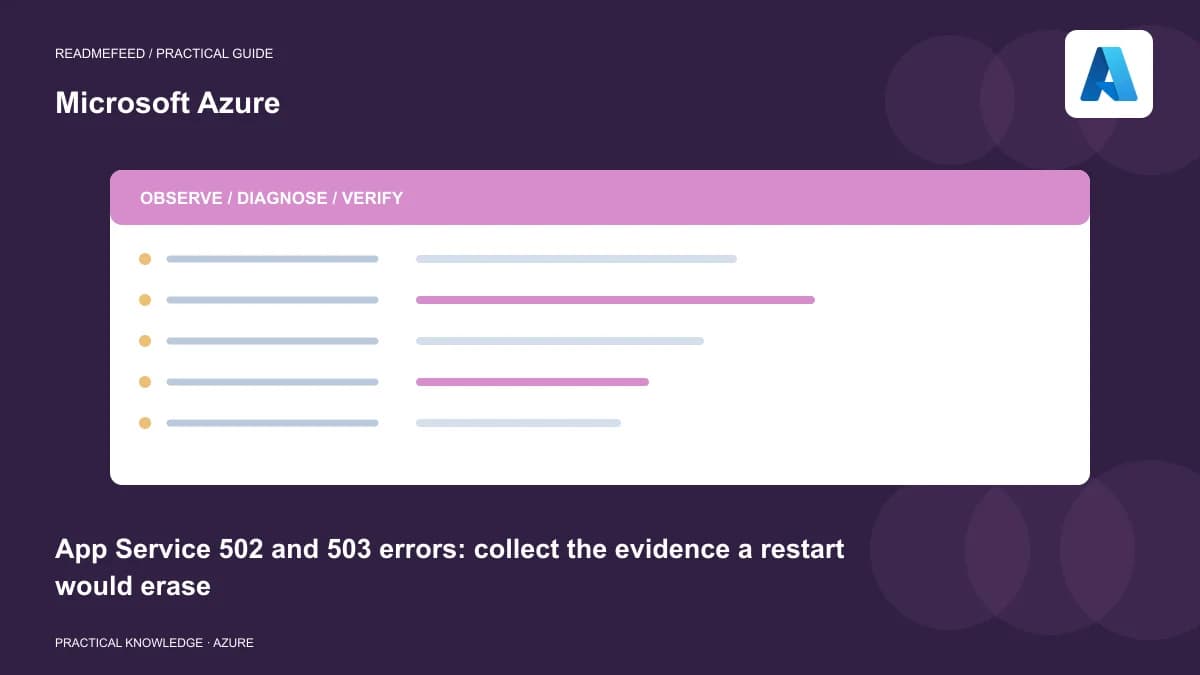 App Service 502 and 503 errors: collect the evidence a restart would erase