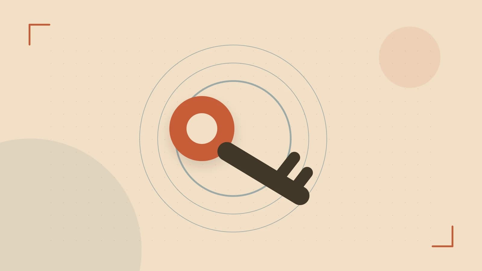 Editorial illustration of a sculpted shield, authentication key and concentric permission boundaries
