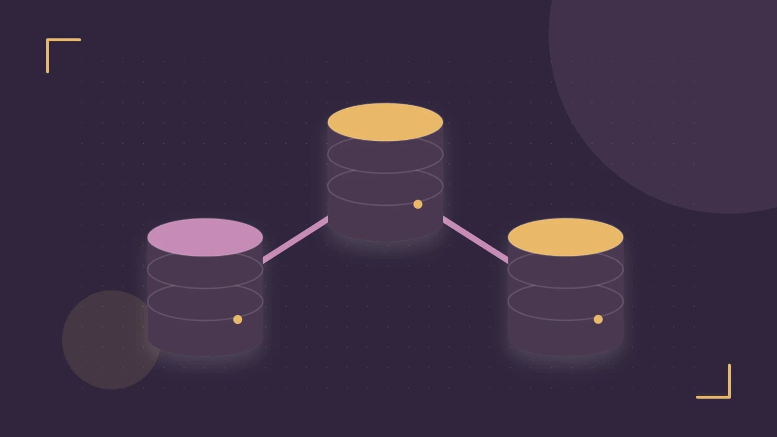 Editorial illustration of structured records, database cylinders and relationships between tables