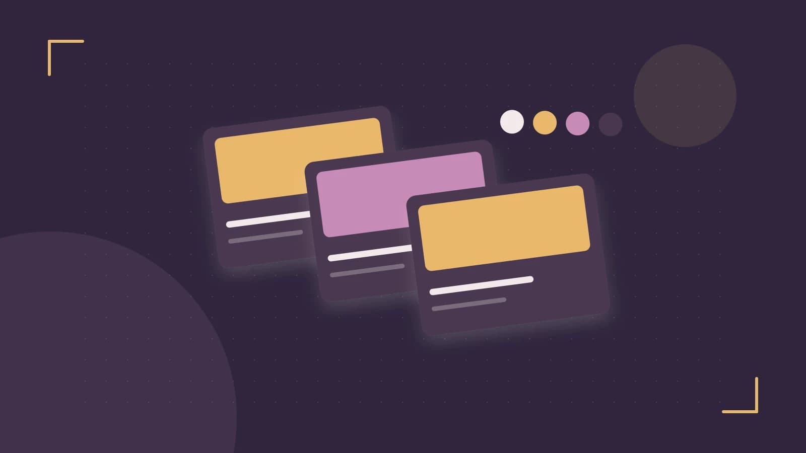Editorial illustration of responsive browser layouts, overlapping design components and a color system