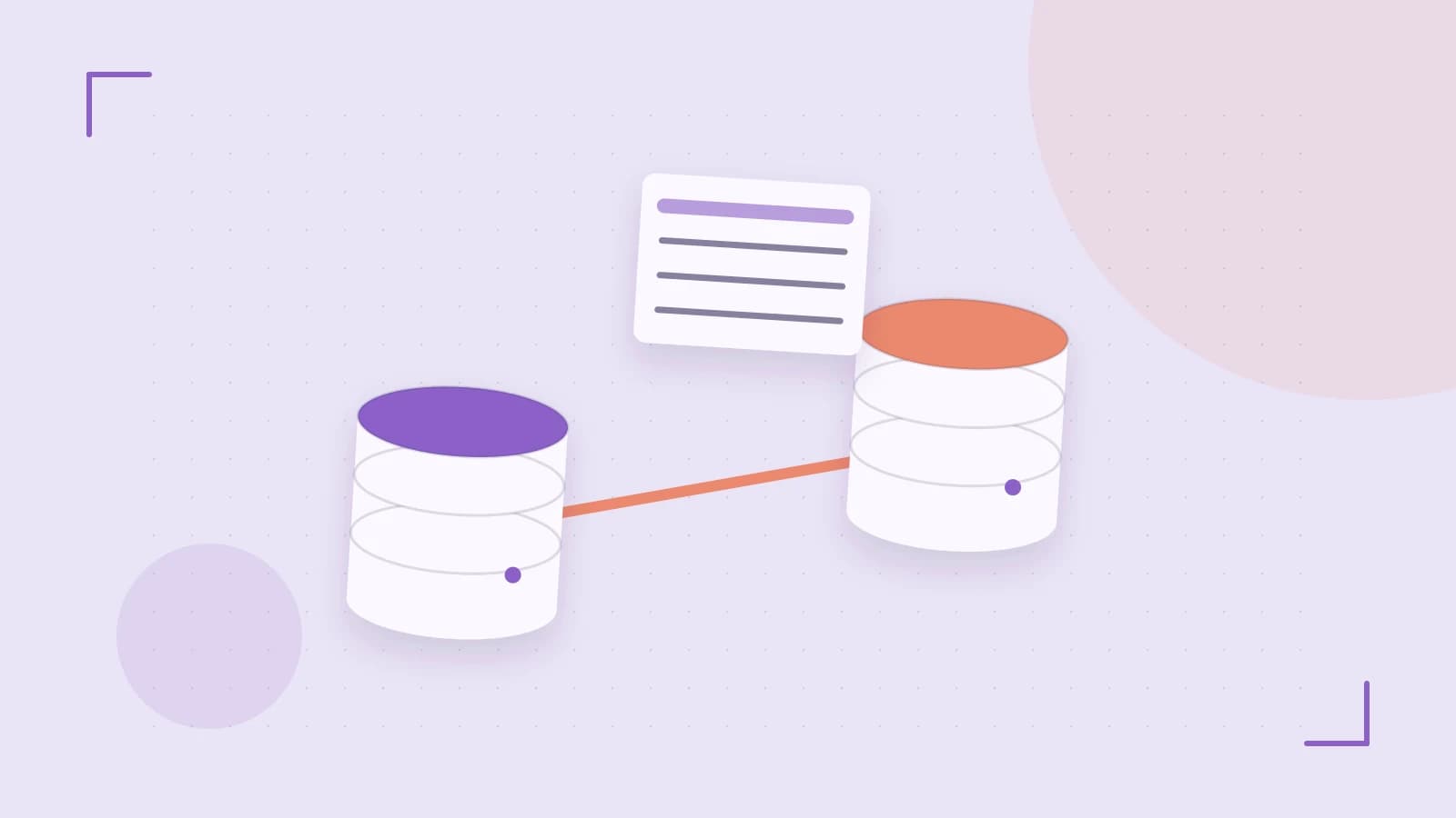 Editorial illustration of structured records, database cylinders and relationships between tables