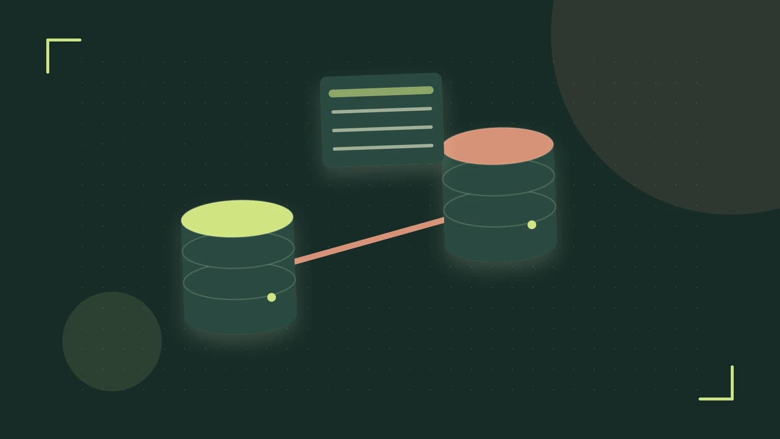 Editorial illustration of structured records, database cylinders and relationships between tables