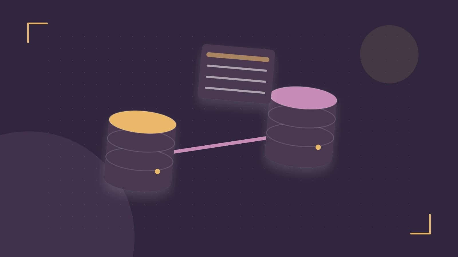 Editorial illustration of structured records, database cylinders and relationships between tables