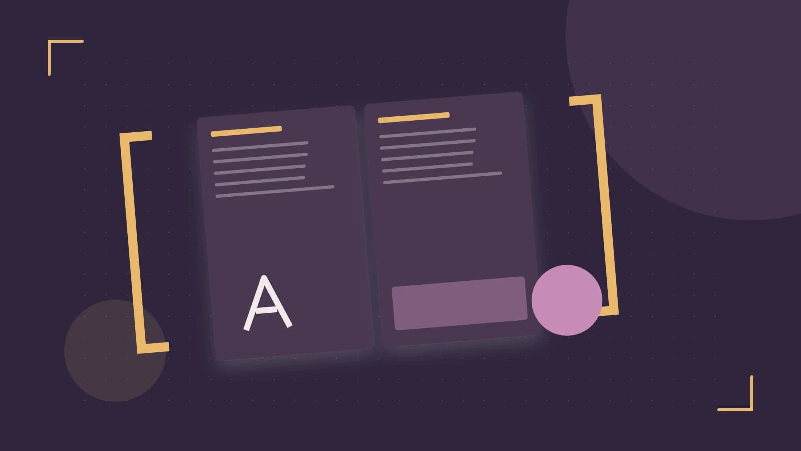 Editorial illustration of typeset pages, expressive letterform shapes and a precise editorial page grid