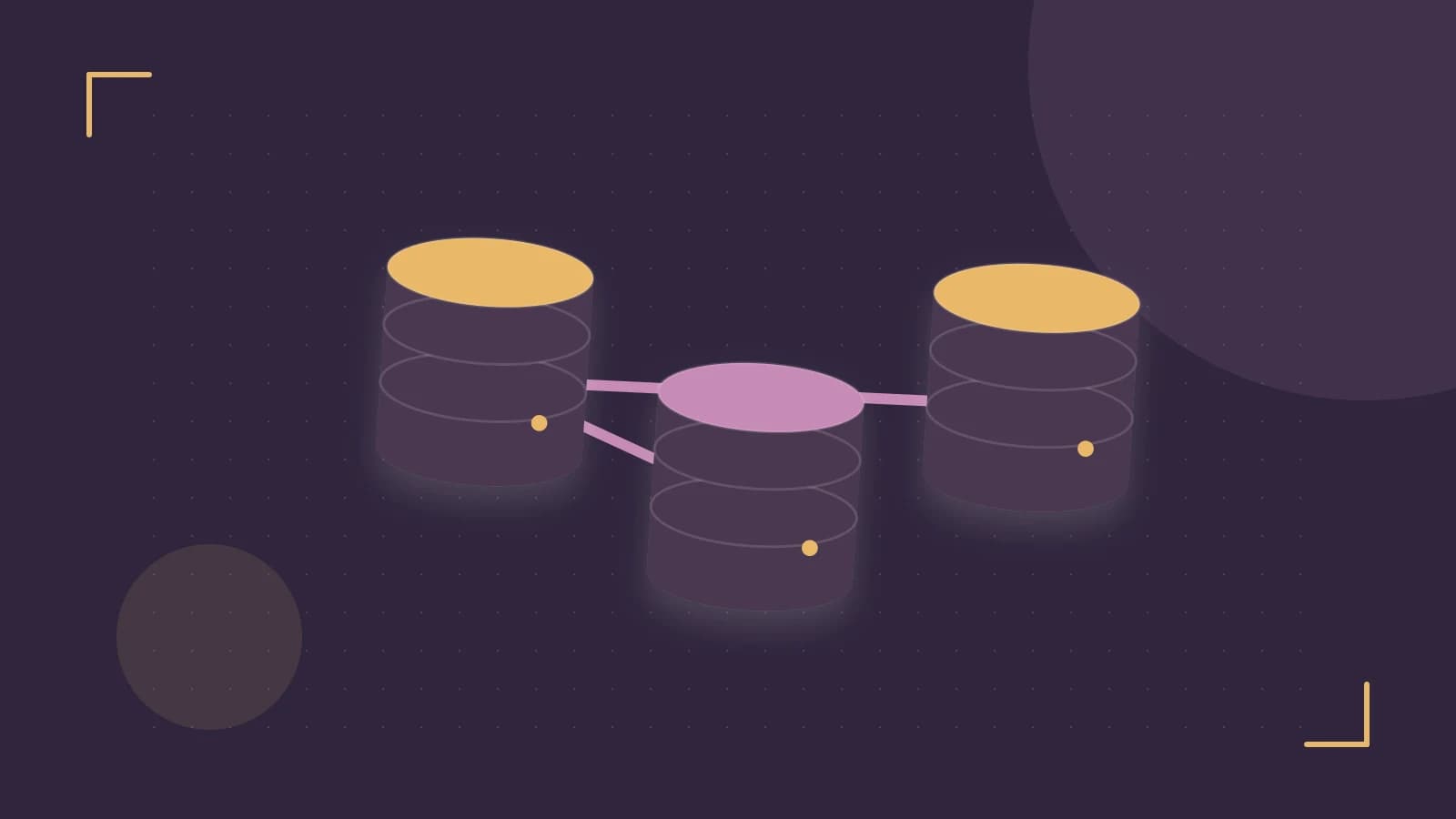 Editorial illustration of structured records, database cylinders and relationships between tables