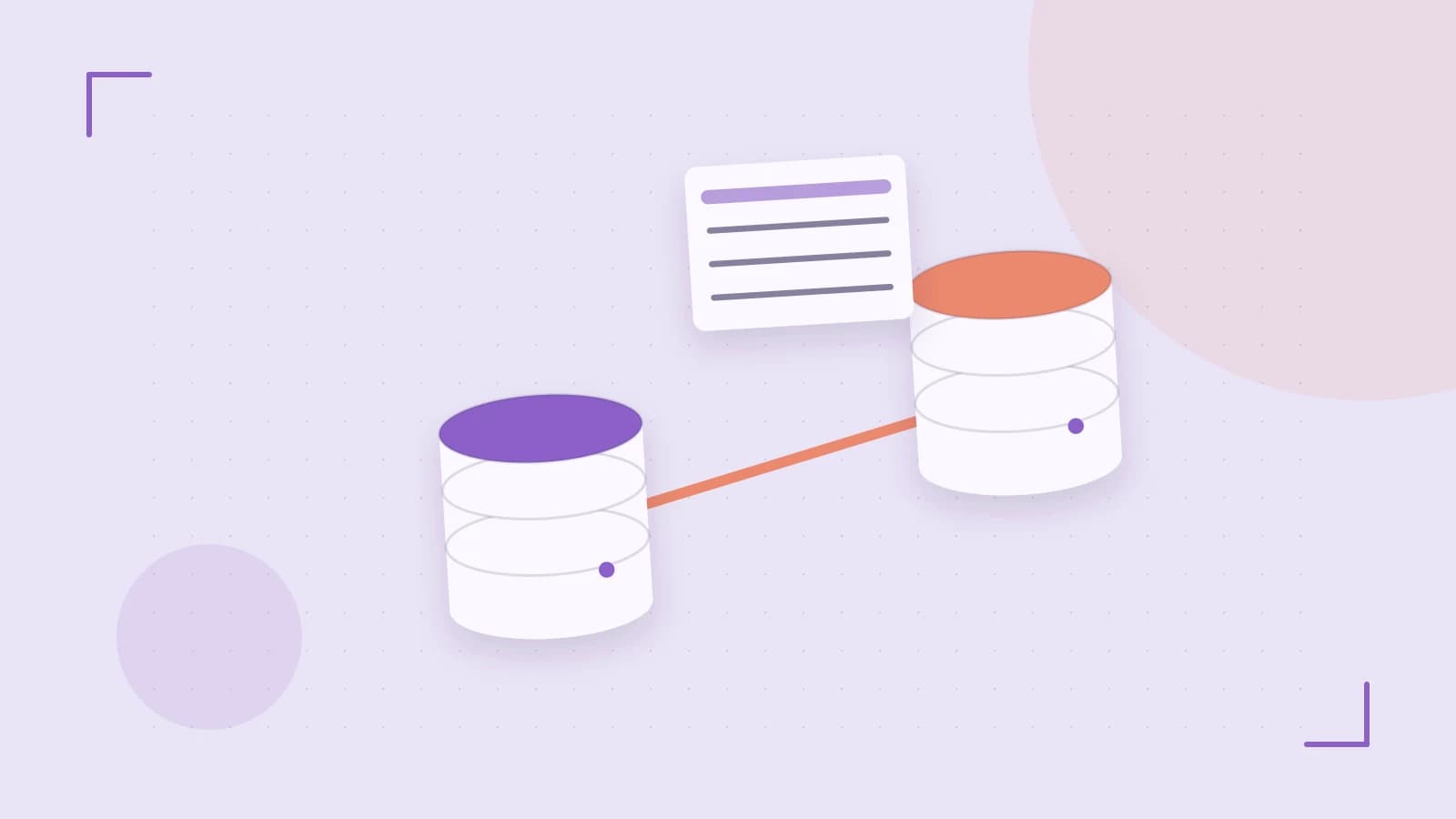 Editorial illustration of structured records, database cylinders and relationships between tables