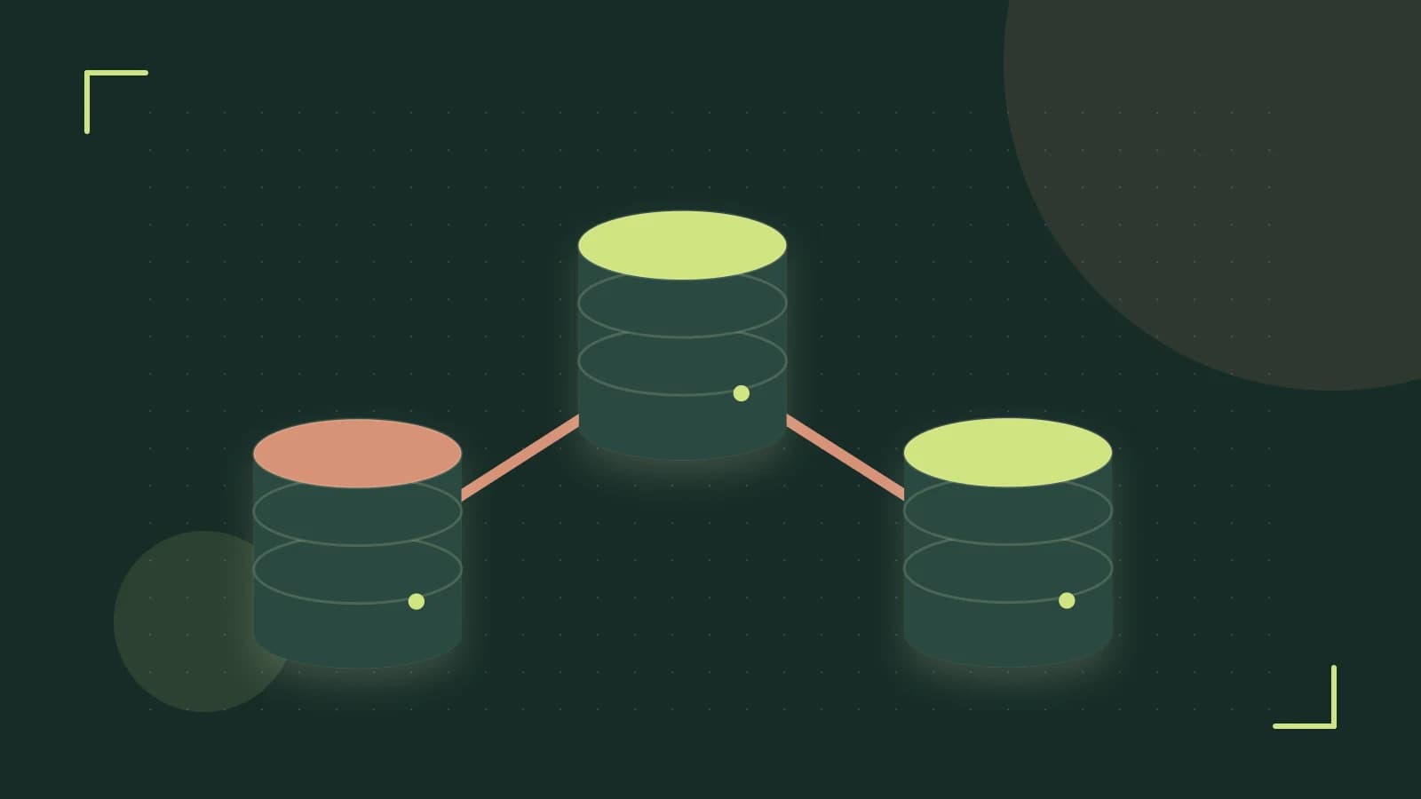 Editorial illustration of structured records, database cylinders and relationships between tables