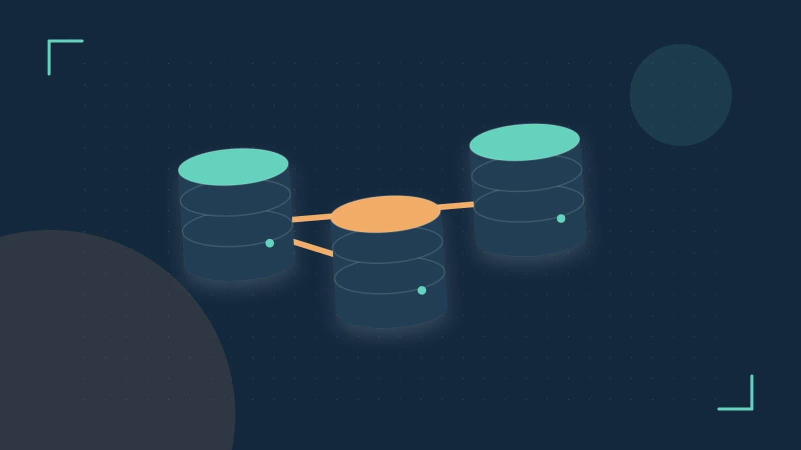 Editorial illustration of structured records, database cylinders and relationships between tables