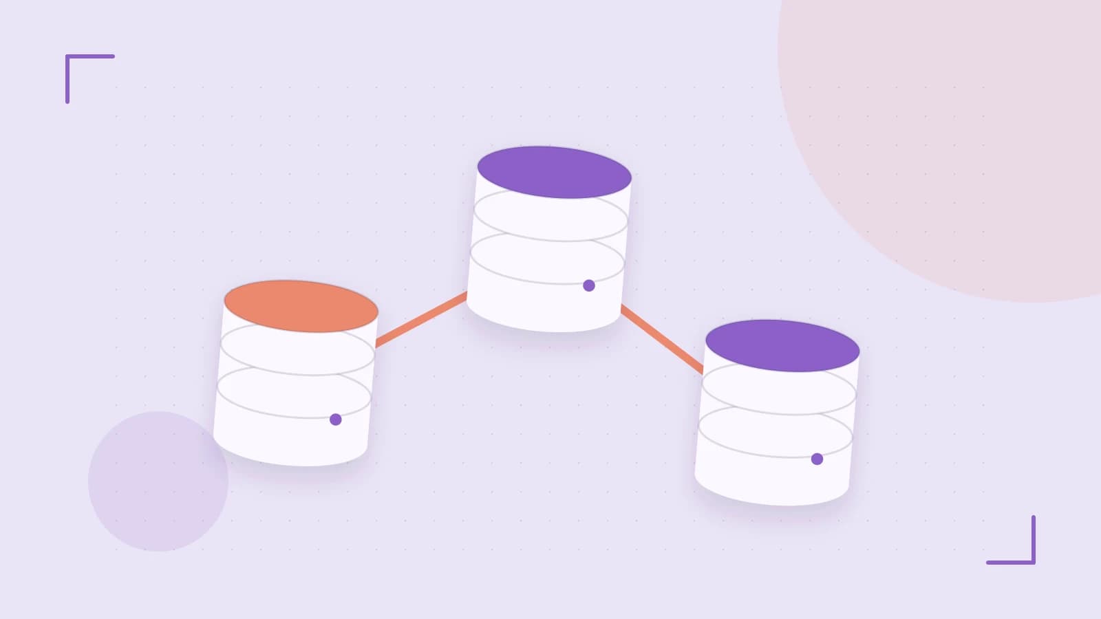 Editorial illustration of structured records, database cylinders and relationships between tables