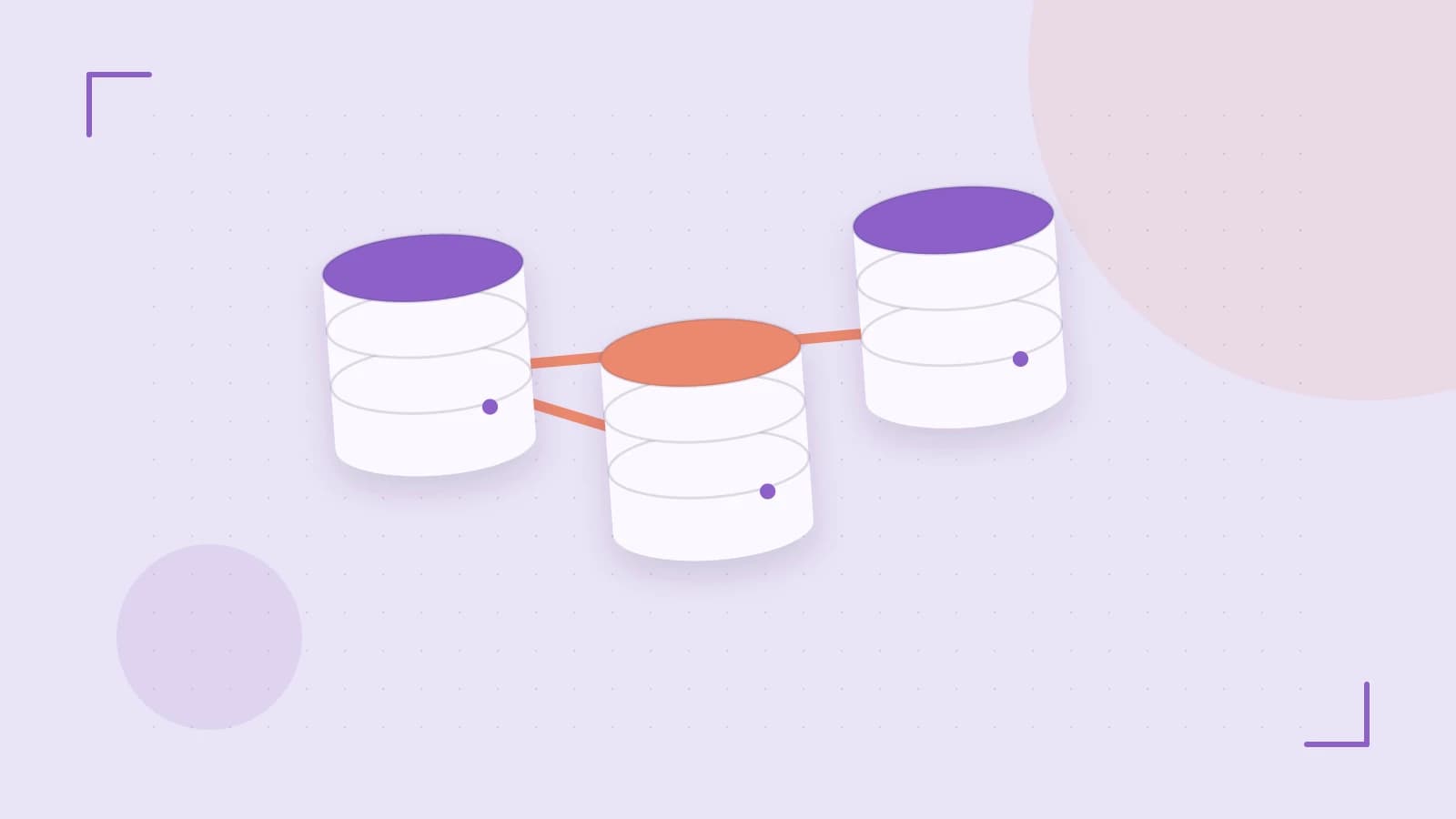 Editorial illustration of structured records, database cylinders and relationships between tables