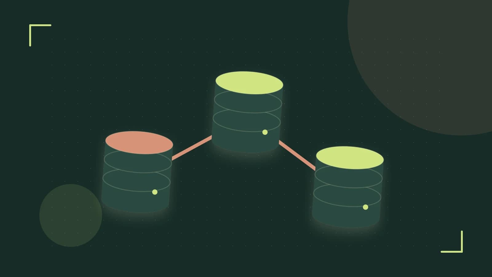 Editorial illustration of structured records, database cylinders and relationships between tables