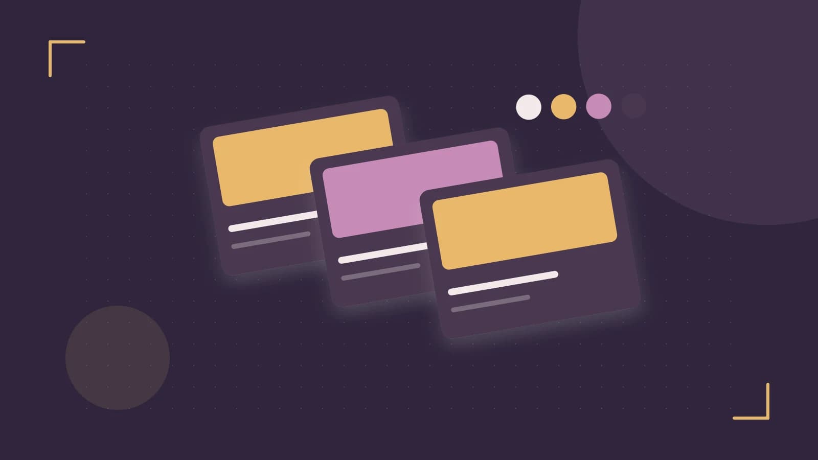 Editorial illustration of responsive browser layouts, overlapping design components and a color system