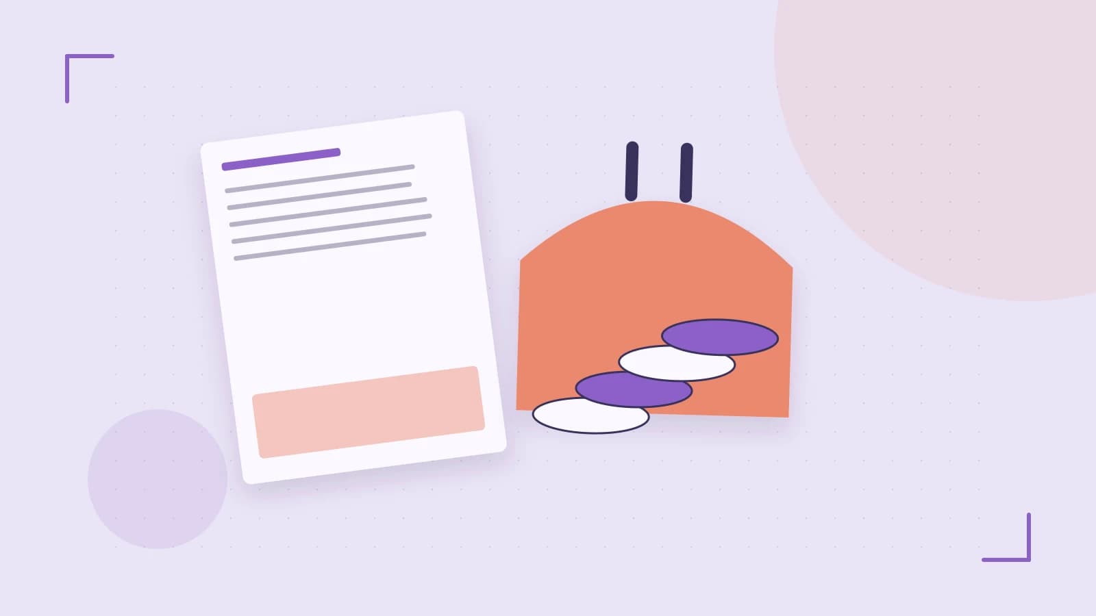 Editorial illustration of abstract coins, a payment card and a geometric financial chart without data labels