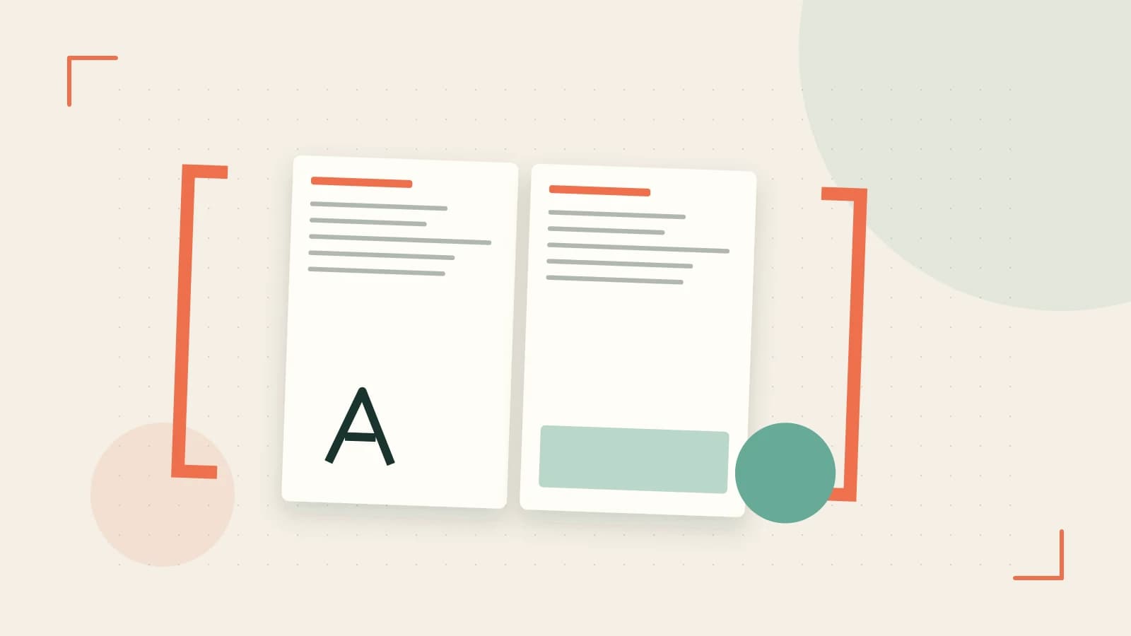 Editorial illustration of typeset pages, expressive letterform shapes and a precise editorial page grid