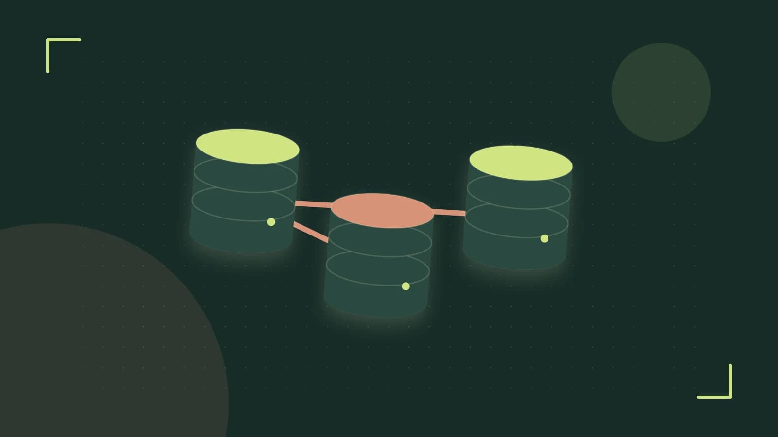 Editorial illustration of structured records, database cylinders and relationships between tables