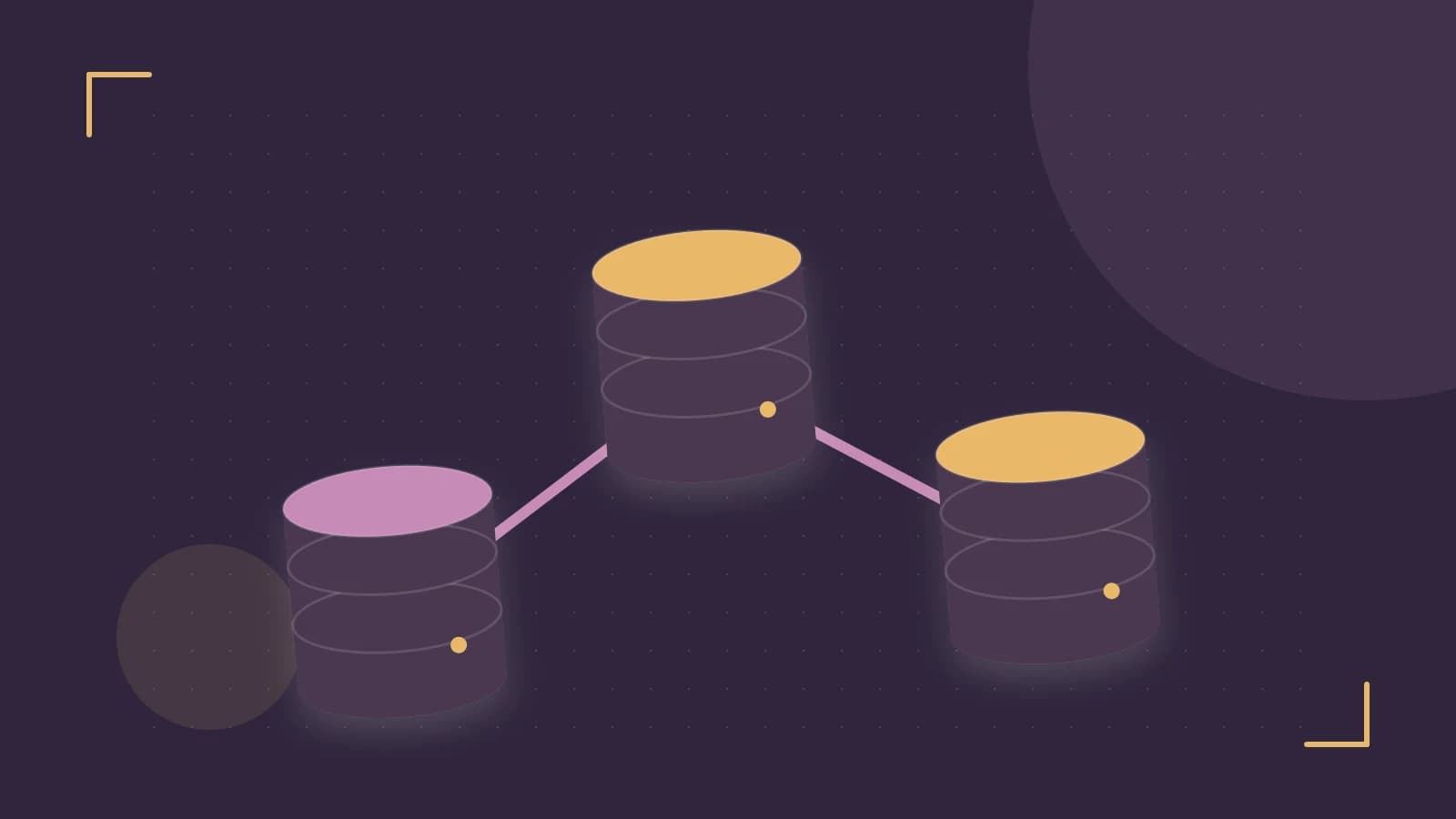 Editorial illustration of structured records, database cylinders and relationships between tables