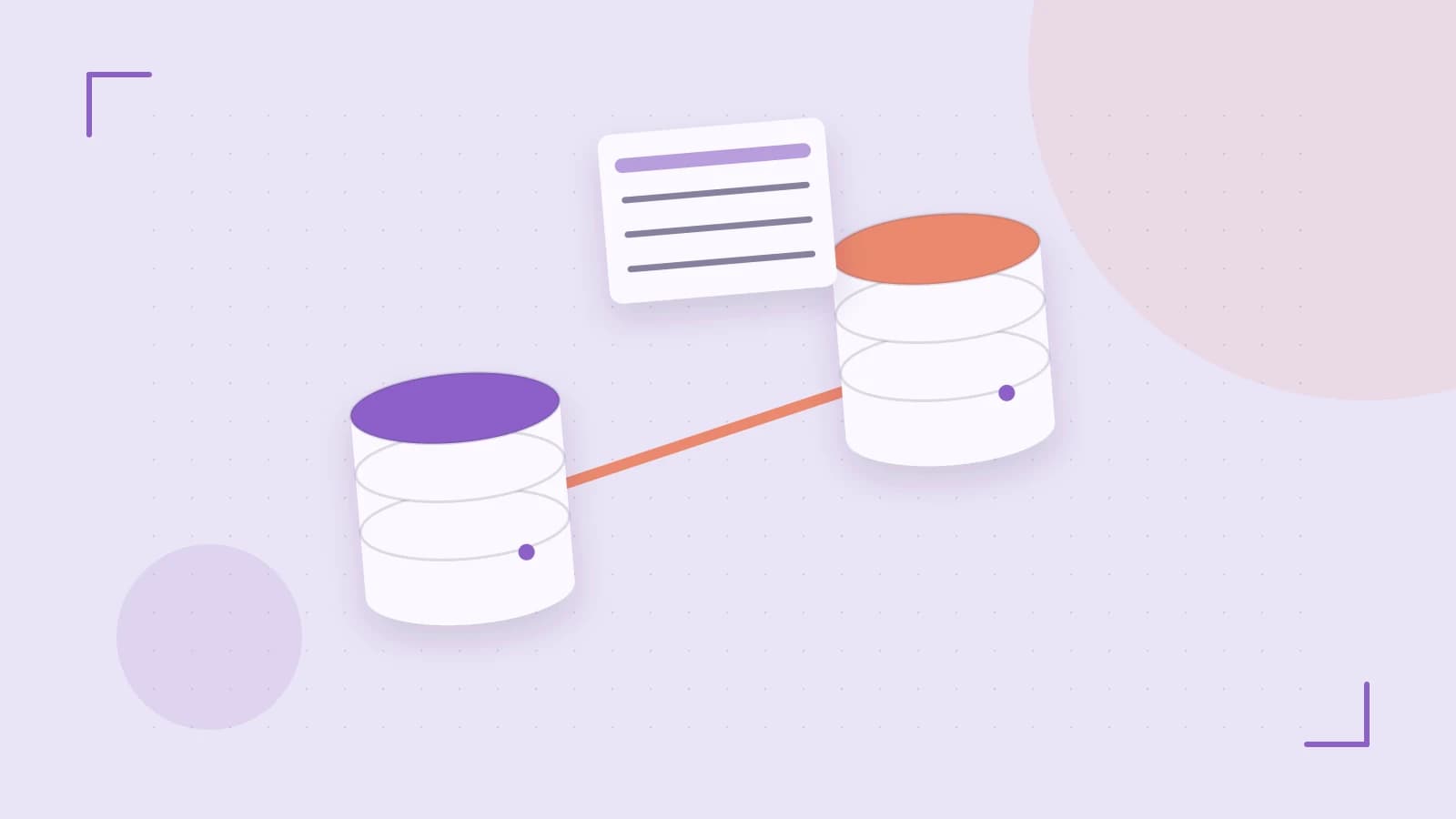Editorial illustration of structured records, database cylinders and relationships between tables