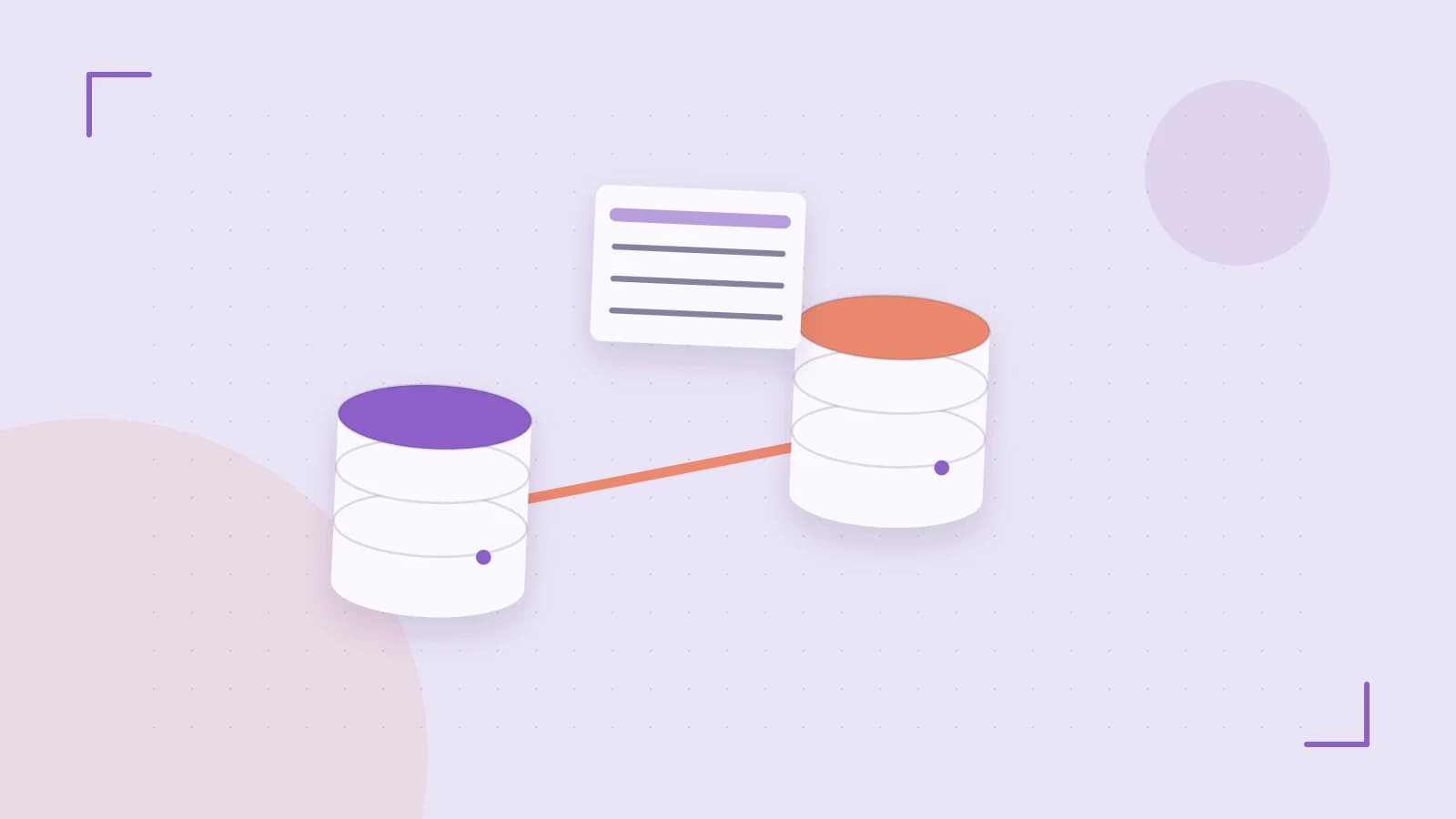 Editorial illustration of structured records, database cylinders and relationships between tables