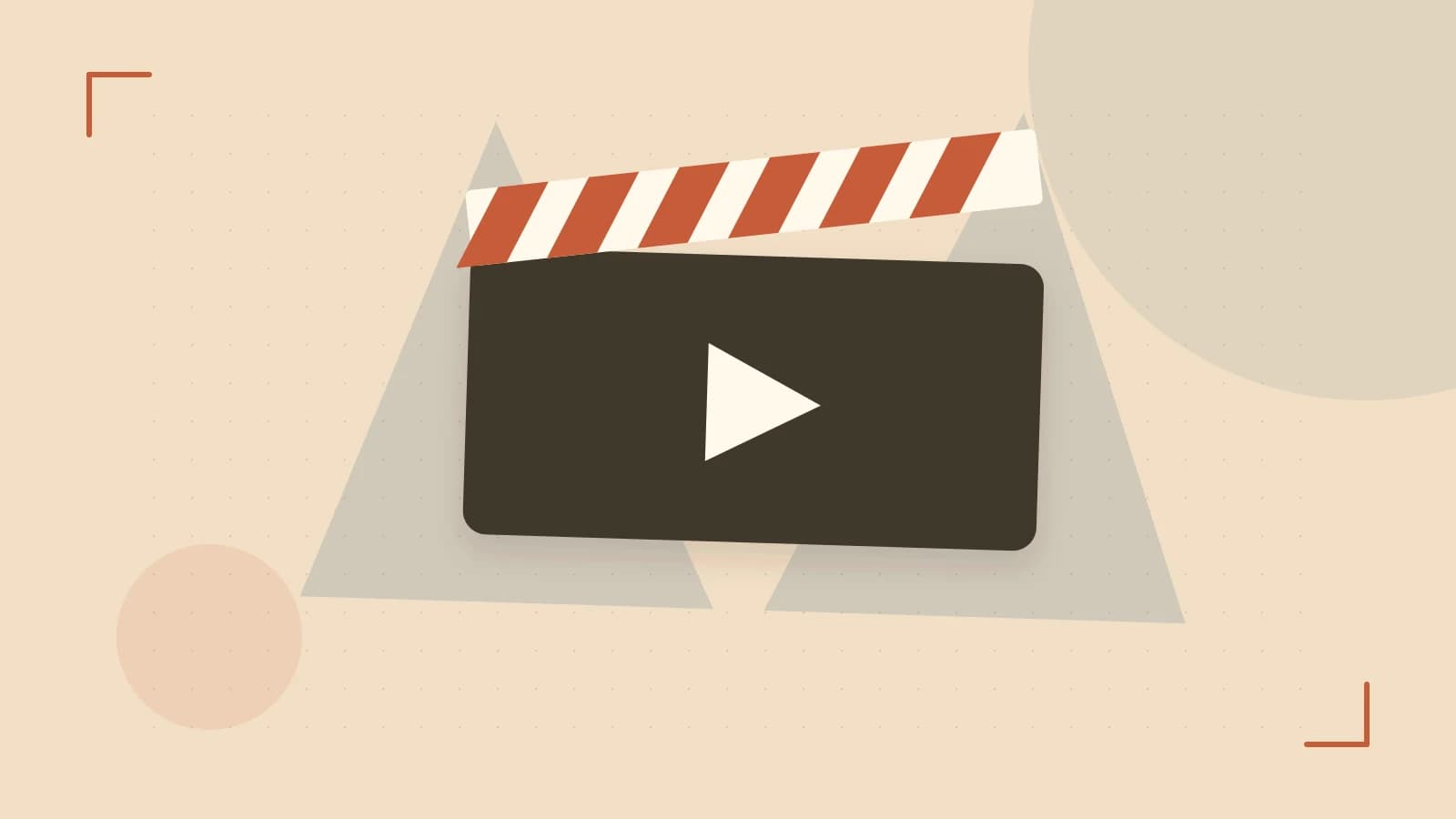 Editorial illustration of a film clapperboard, a spotlight and layered cultural artwork