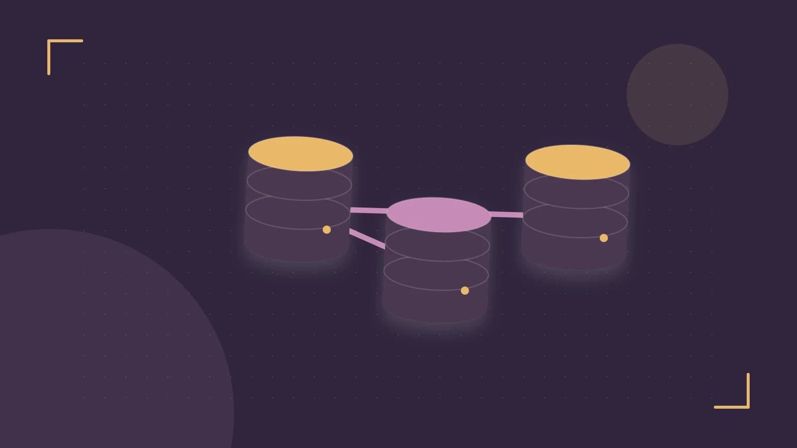 Editorial illustration of structured records, database cylinders and relationships between tables
