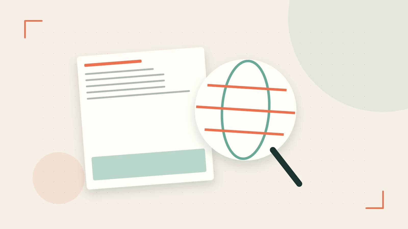 Editorial illustration of an editorial globe with meridians and layered geographic shapes