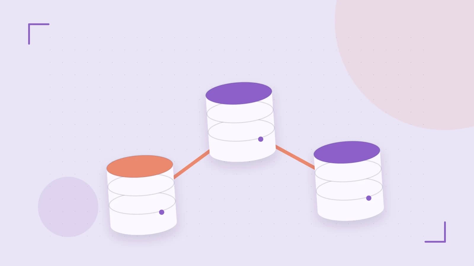 Editorial illustration of structured records, database cylinders and relationships between tables