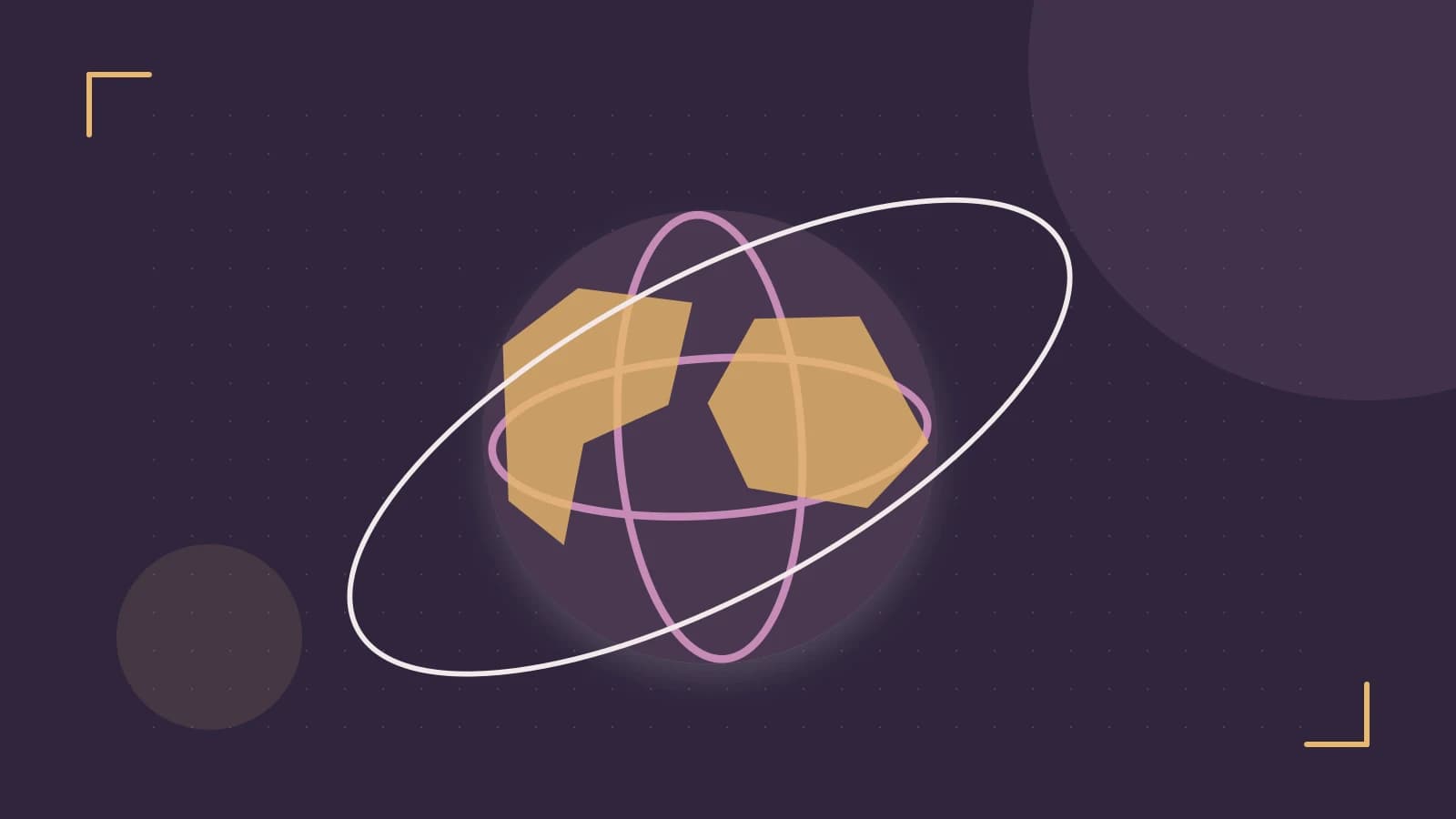 Editorial illustration of an editorial globe with meridians and layered geographic shapes