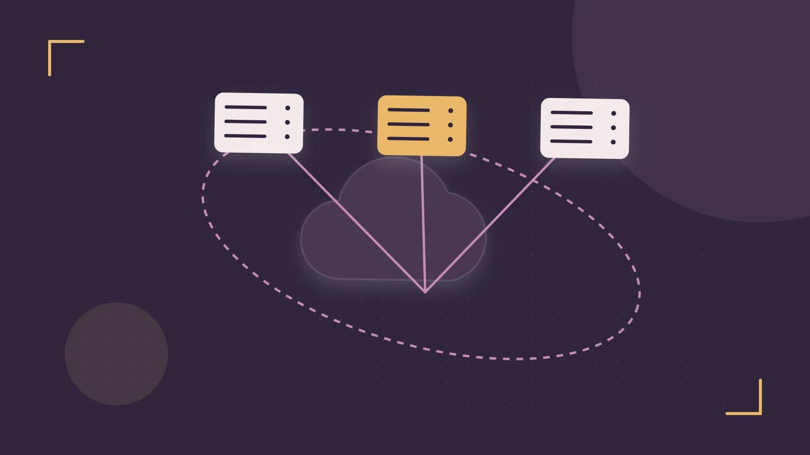 Editorial illustration of cloud infrastructure, connected server racks and an orbital service map