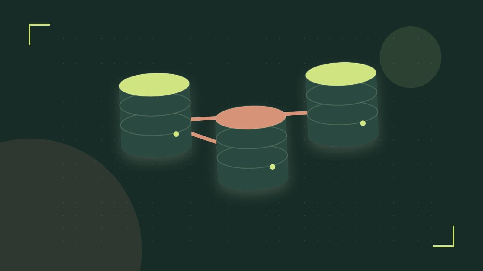 Editorial illustration of structured records, database cylinders and relationships between tables