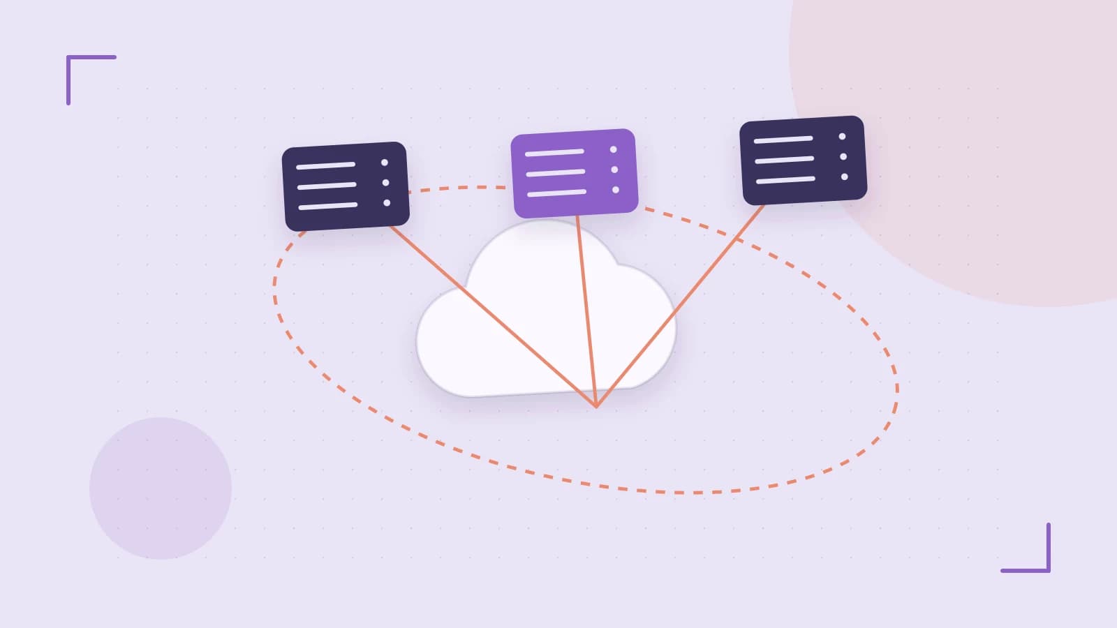 Editorial illustration of cloud infrastructure, connected server racks and an orbital service map