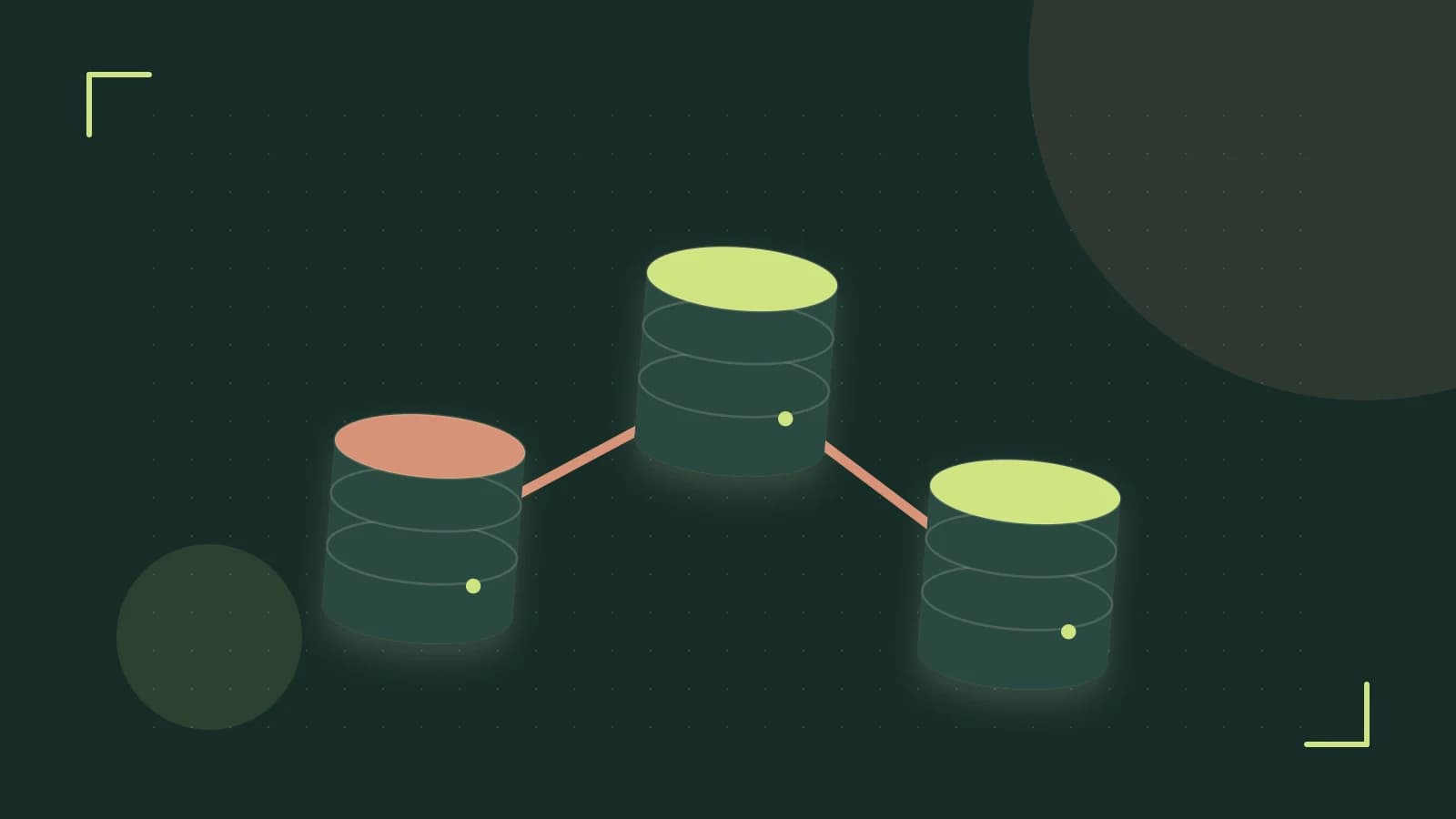 Editorial illustration of structured records, database cylinders and relationships between tables