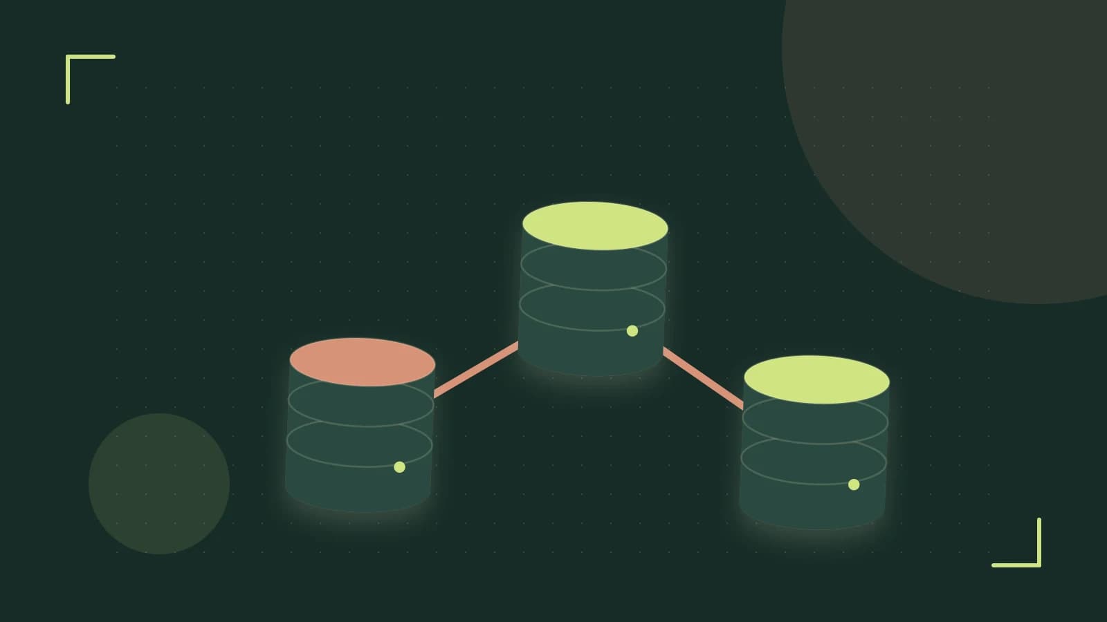 Editorial illustration of structured records, database cylinders and relationships between tables