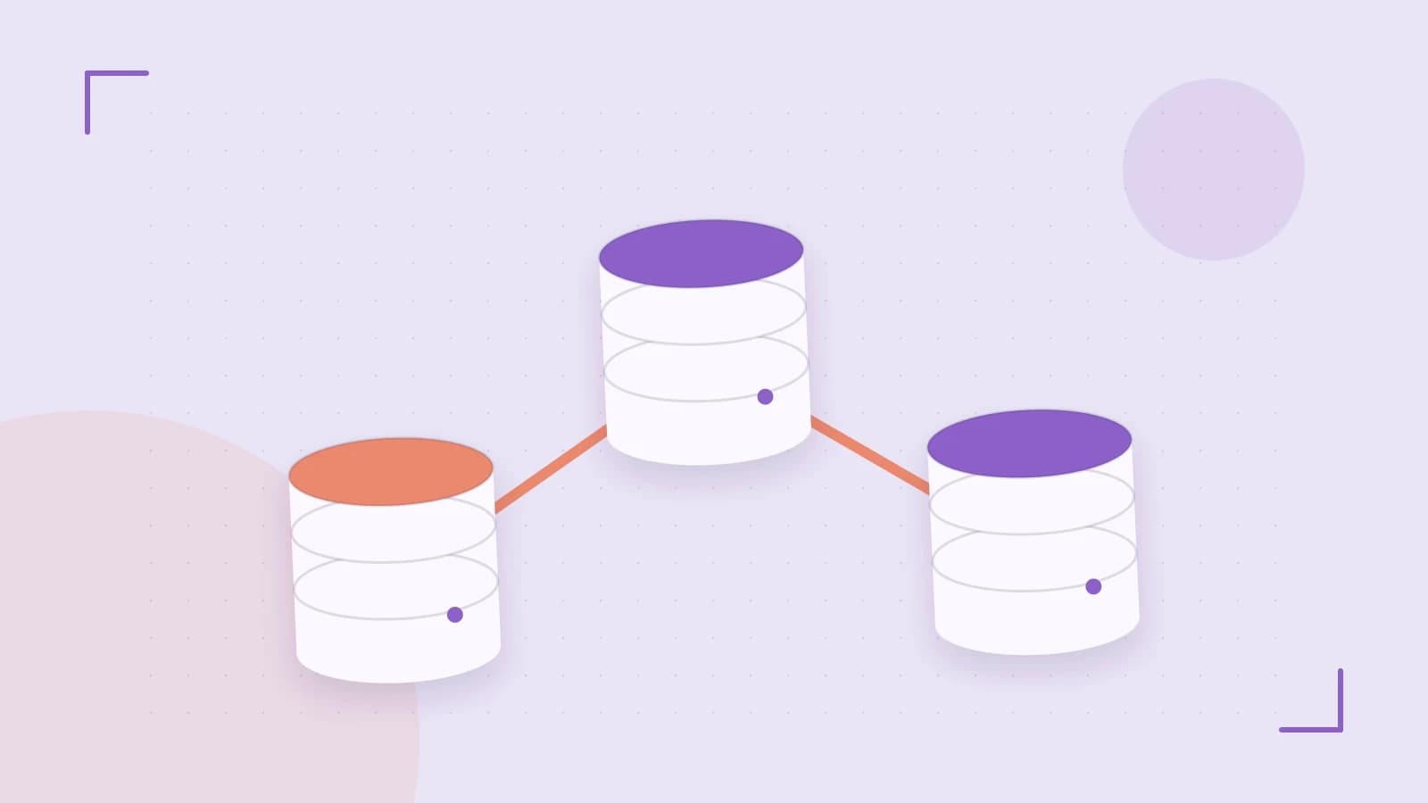 Editorial illustration of structured records, database cylinders and relationships between tables