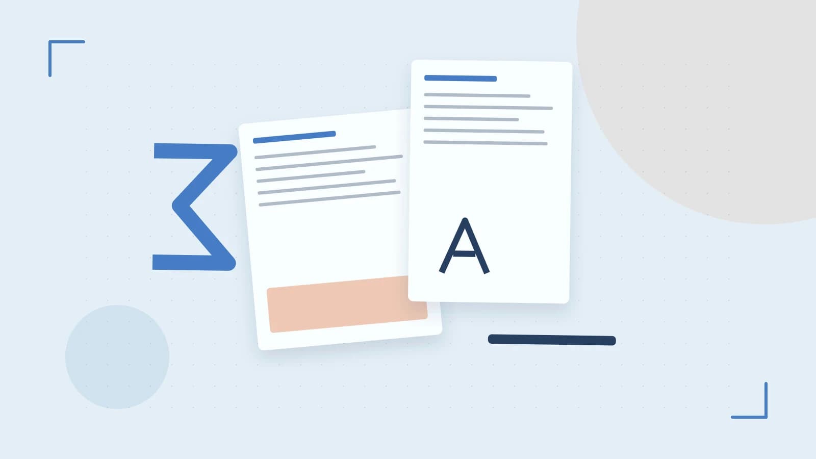 Editorial illustration of typeset pages, expressive letterform shapes and a precise editorial page grid