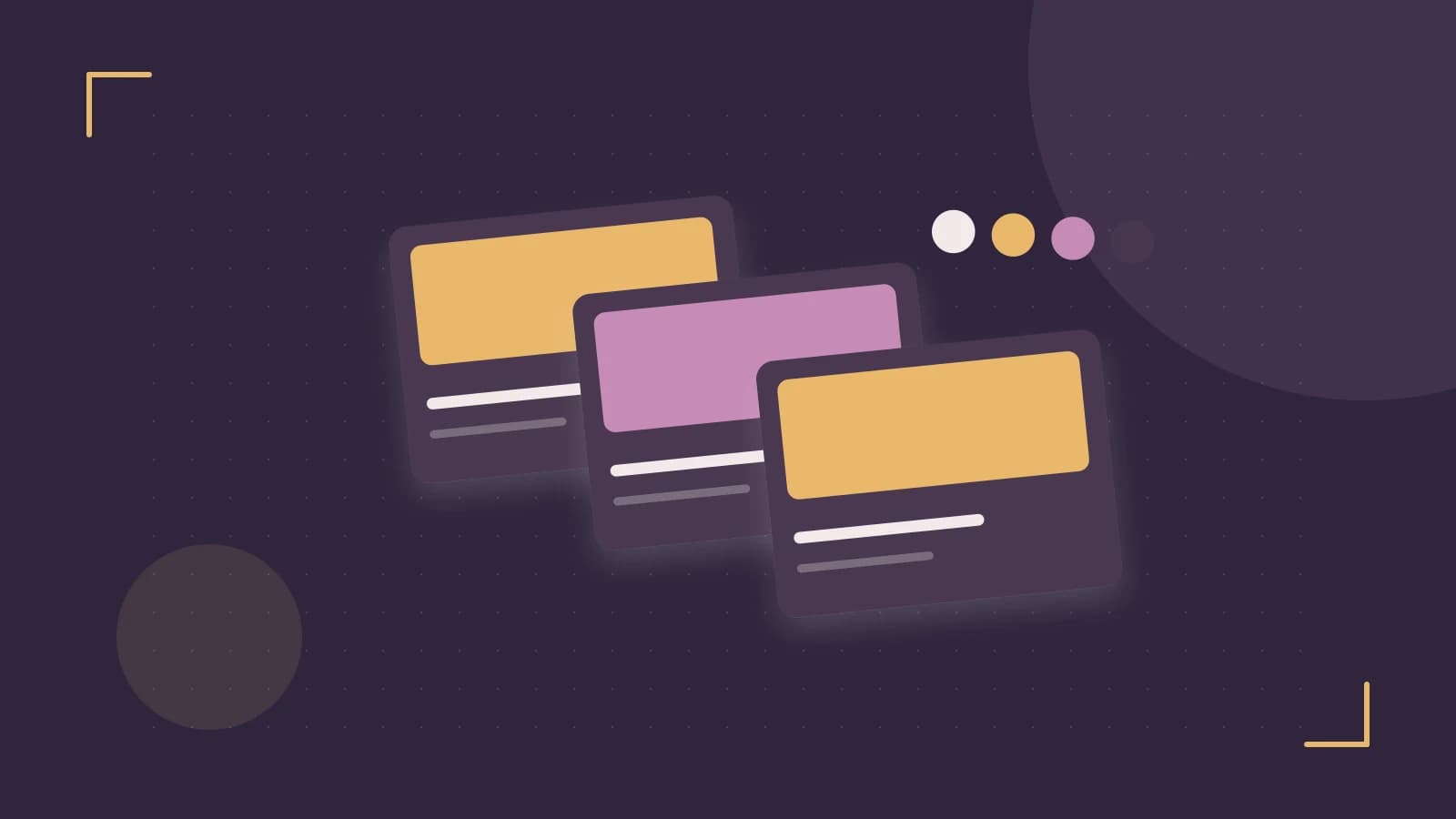 Editorial illustration of responsive browser layouts, overlapping design components and a color system