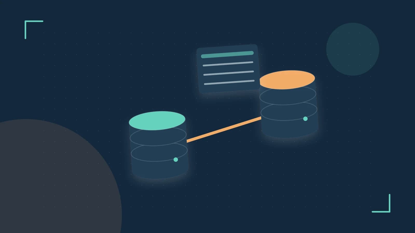 Editorial illustration of structured records, database cylinders and relationships between tables