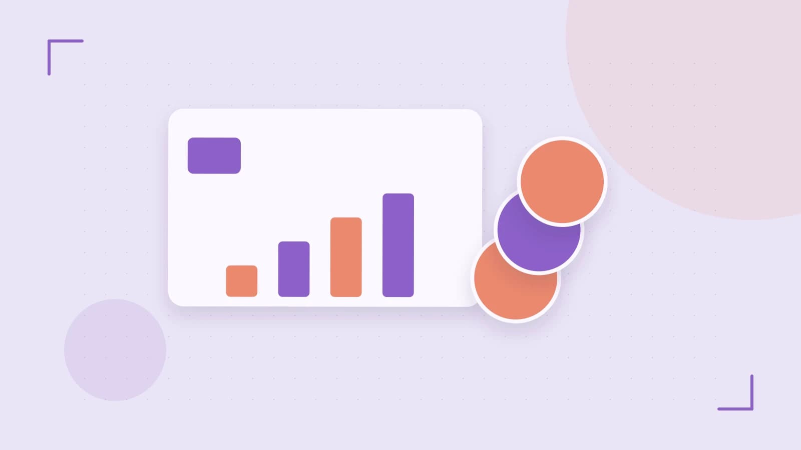 Editorial illustration of abstract coins, a payment card and a geometric financial chart without data labels