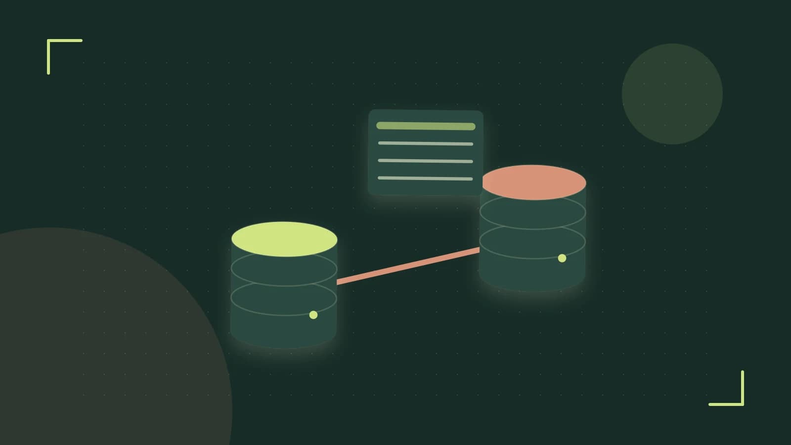 Editorial illustration of structured records, database cylinders and relationships between tables