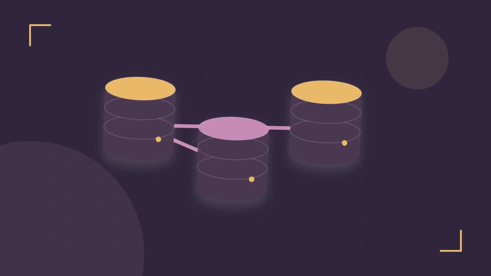 Editorial illustration of structured records, database cylinders and relationships between tables