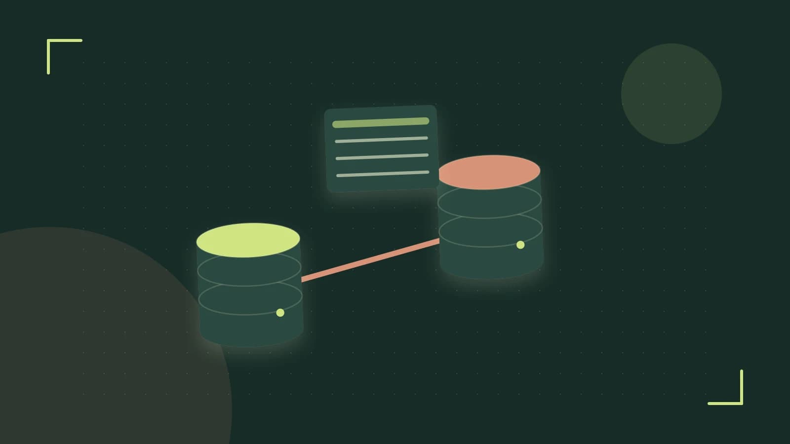Editorial illustration of structured records, database cylinders and relationships between tables