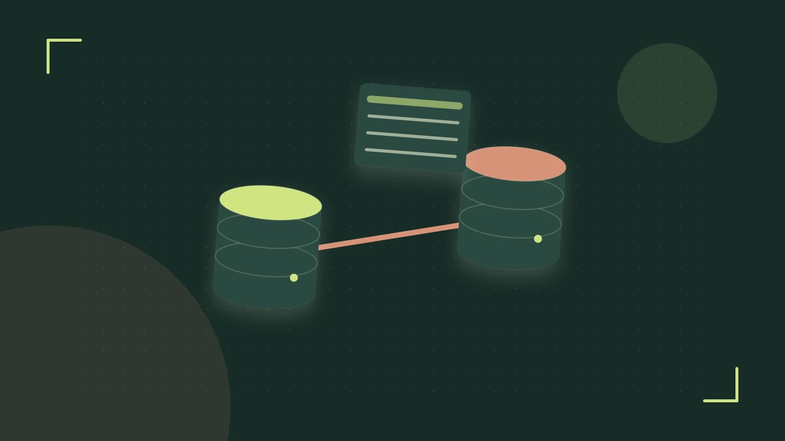 Editorial illustration of structured records, database cylinders and relationships between tables