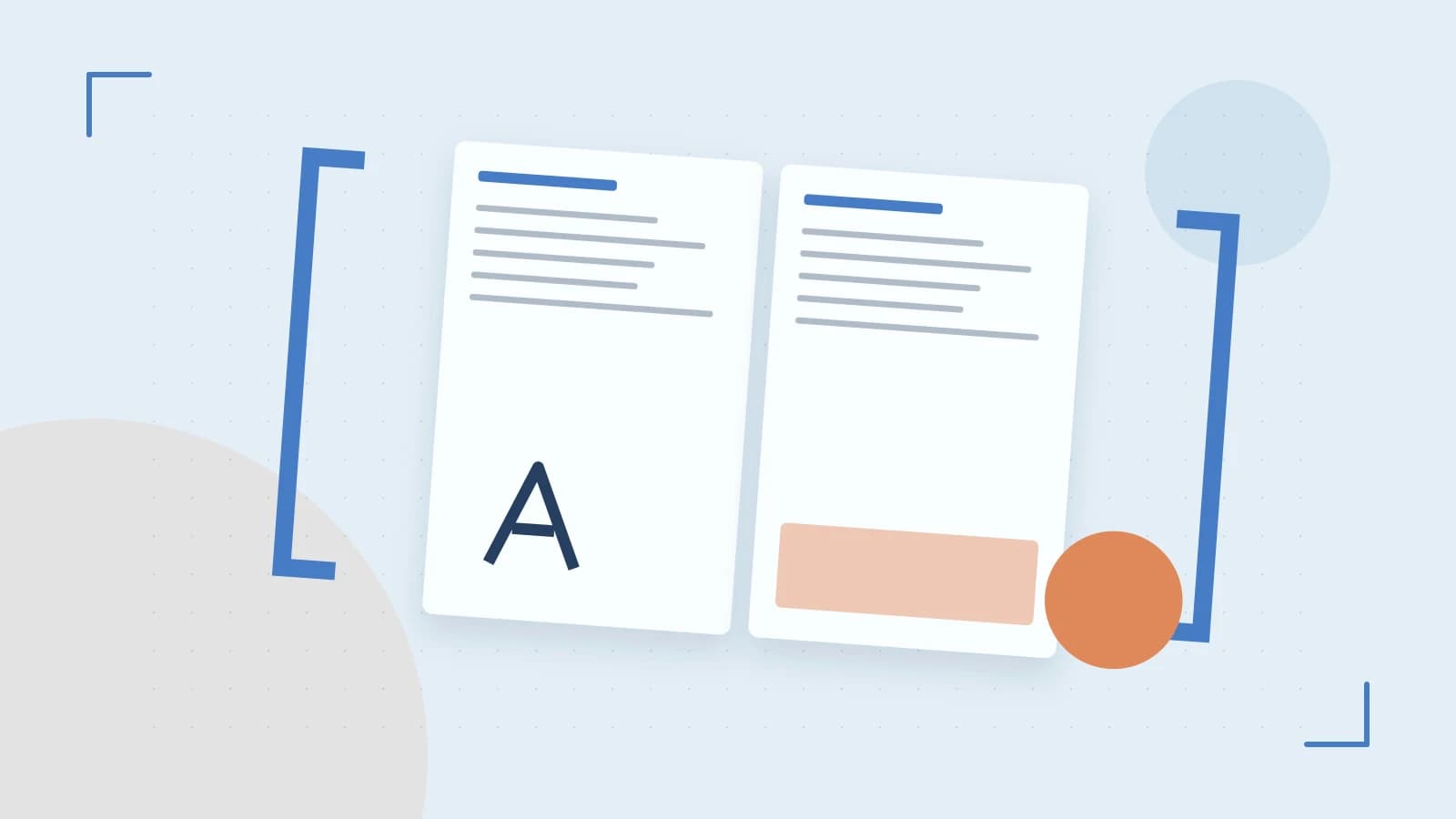 Editorial illustration of typeset pages, expressive letterform shapes and a precise editorial page grid