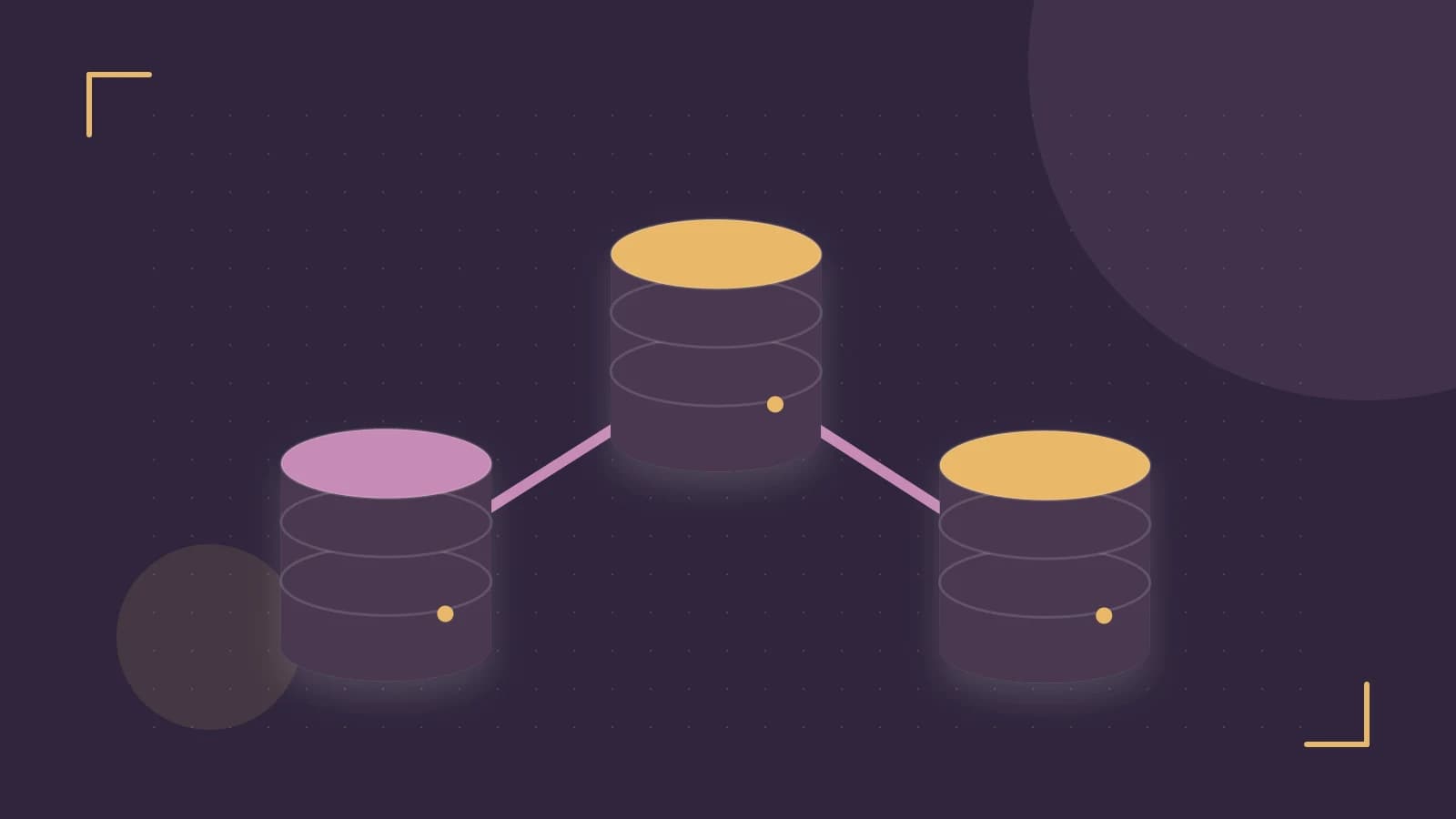 Editorial illustration of structured records, database cylinders and relationships between tables