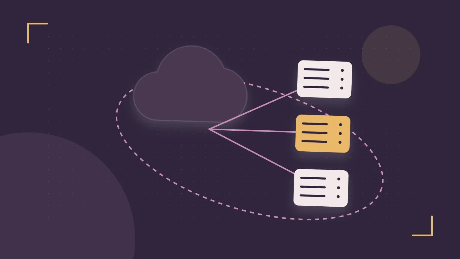 Editorial illustration of cloud infrastructure, connected server racks and an orbital service map