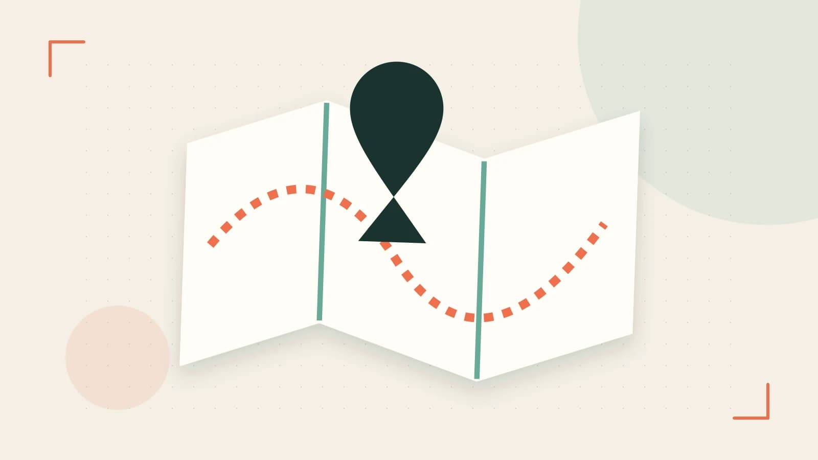 Editorial illustration of an editorial globe with meridians and layered geographic shapes