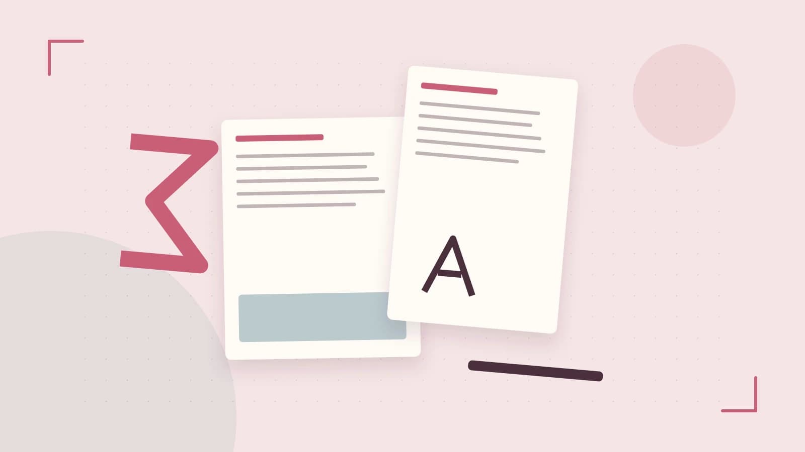 Editorial illustration of typeset pages, expressive letterform shapes and a precise editorial page grid