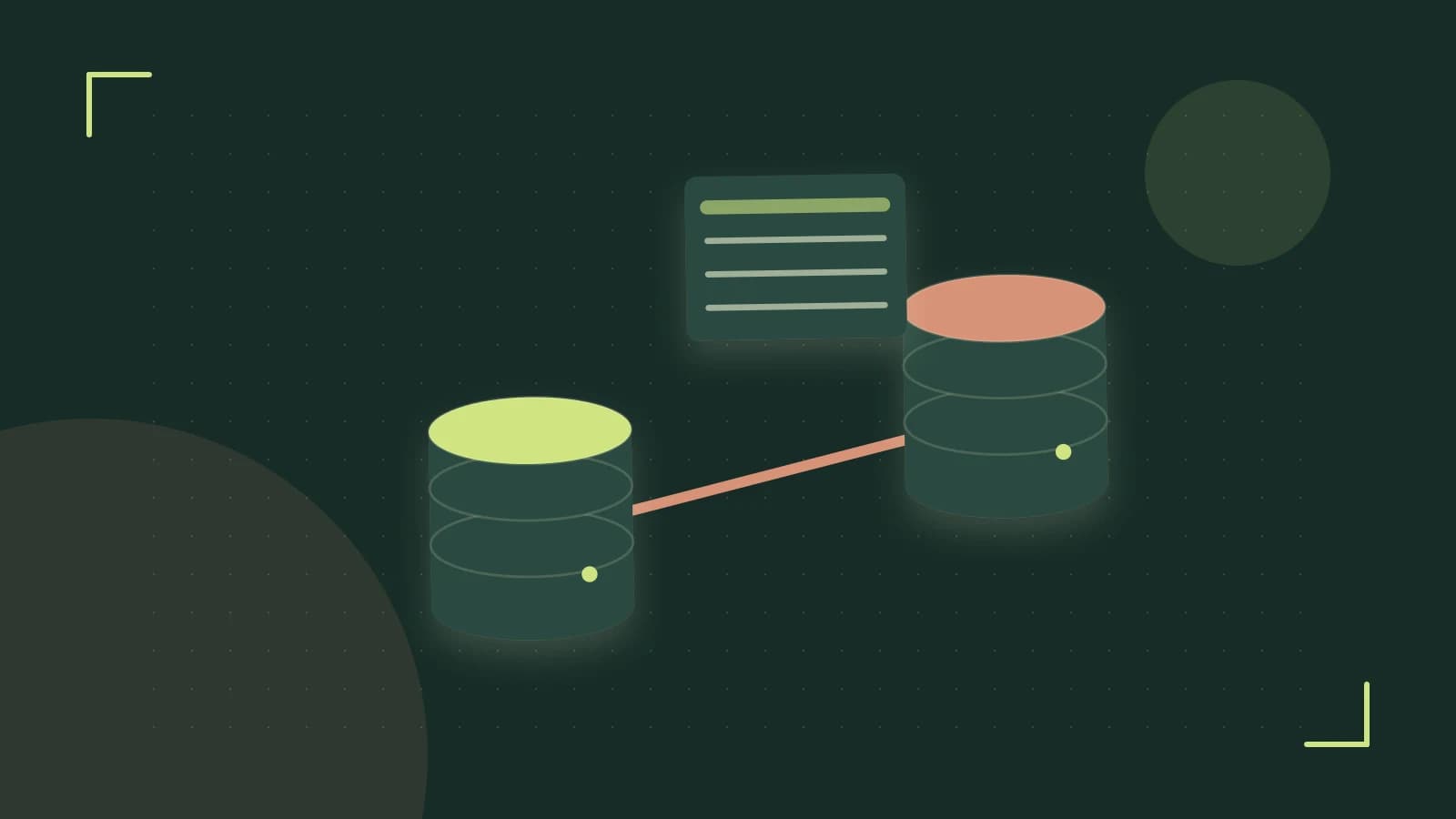Editorial illustration of structured records, database cylinders and relationships between tables