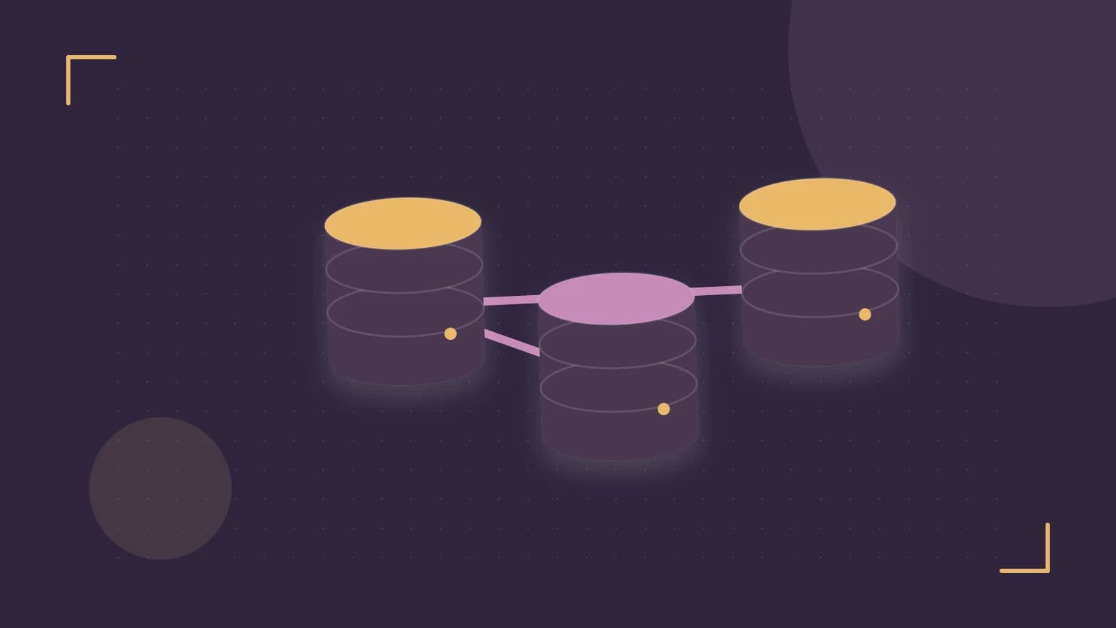 Editorial illustration of structured records, database cylinders and relationships between tables
